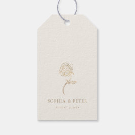 Elegante gouden pioen lijnkunst Bloemige Bedankt-t Cadeaulabel