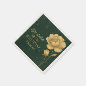 Elegante gouden pioen verjaardag servetten - Party (Hoek)