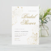 Elegante gouden pioenen bloemschets Vrijgezellenfe Kaart (Staand voorkant)