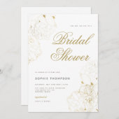 Elegante gouden pioenen bloemschets Vrijgezellenfe Kaart (Voorkant / Achterkant)