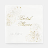 Elegante gouden pioenen bloemschets Vrijgezellenfe Servet (Voorkant)