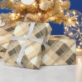 Elegante Gouden Plaid Landhuisstijl Cadeaupapier