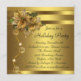 Elegante Gouden Poinsettia Black Gold Kerstfeest Kaart