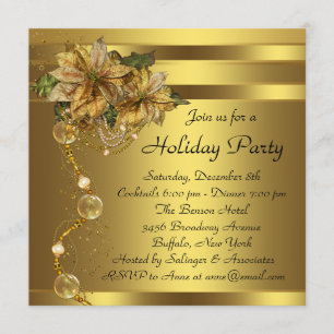 Elegante Gouden Poinsettia Black Gold Kerstfeest Kaart