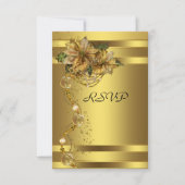 Elegante gouden poinsettia gouden kerstfeest RSVP (Voorkant)