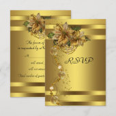 Elegante gouden poinsettia gouden kerstfeest RSVP (Voorkant / Achterkant)