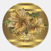 Elegante gouden Poinsettia Stickers (Voorkant)