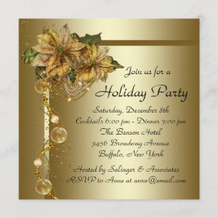 Elegante Gouden Poinsettia Zwart Goud Kerstfeest P Kaart