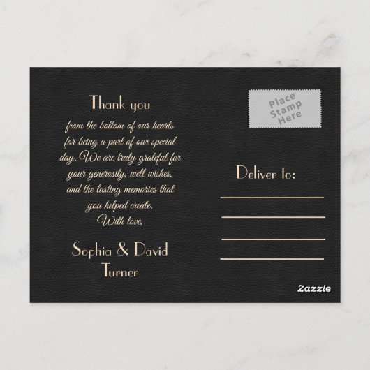 Elegante gouden pokerchip trouwdag bedankt briefkaart (Achterkant)