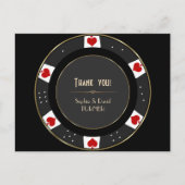 Elegante gouden pokerchip trouwdag bedankt briefkaart (Voorkant)