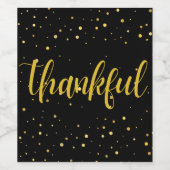 Elegante gouden polka dot Dankbaar Wijn Etiket (Enkel label)