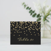 Elegante gouden polka-stippen confetti Tafelnummer (Staand voorkant)
