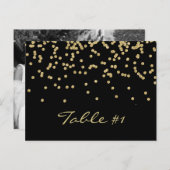 Elegante gouden polka-stippen confetti Tafelnummer (Voorkant / Achterkant)