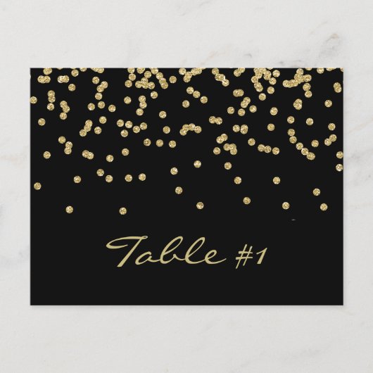 Elegante gouden polka-stippen confetti Tafelnummer (Voorkant)