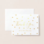 Elegante gouden polka stippen trouw bedankt folie kaarten (Voorkant met envelop)