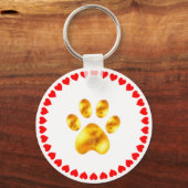 Elegante gouden poot met harten op wit sleutelhanger (Voorkant)