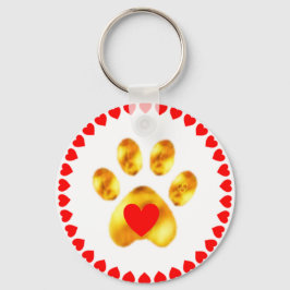 Elegante gouden poot met harten sleutelhanger