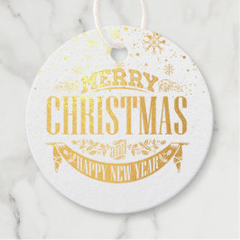 Elegante Gouden Prettig Kerstfeest Sneeuwvlokken Bedankjes Labels