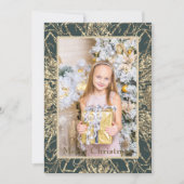 Elegante Gouden Prettig Kerstmis Foto Echt Feestdagenkaart (Voorkant)