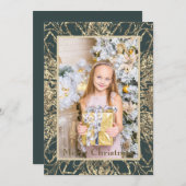 Elegante Gouden Prettig Kerstmis Foto Echt Feestdagenkaart (Voorkant / Achterkant)