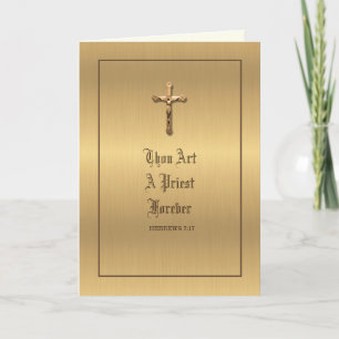Elegante gouden priester jubileum wijding kaart