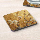 Elegante gouden pruimenboom Japans Bier Onderzetter (Linkerzijde)