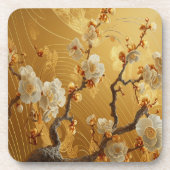 Elegante gouden pruimenboom Japans Bier Onderzetter (Voorkant)