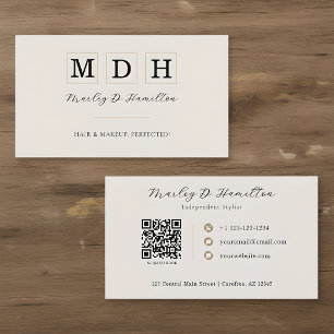 Elegante Gouden QR Code Haar- en Make-upstyling Visitekaartje