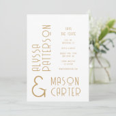 Elegante gouden QR-code trouwfoto Save The Date (Staand voorkant)