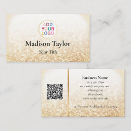 Elegante gouden QR-code-visitekaartje met logo Visitekaartje