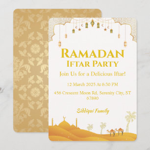 Elegante gouden Ramadan Iftar Party Kaart
