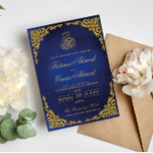 Elegante gouden rand blauwe islamitische moslimhuw kaart