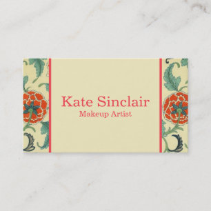 Elegante Gouden Rand Bloemendesign Make-up Artiest Visitekaartje