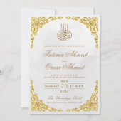 Elegante gouden rand crèmekleurige islamitische mo kaart (Voorkant)