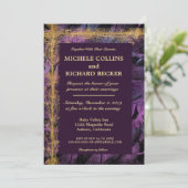 Elegante gouden rand en veren kaart (Staand voorkant)