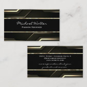 Elegante gouden rand | Strak zwart Visitekaartje (Voorkant / Achterkant)