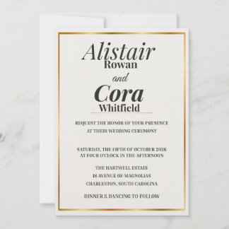 Elegante gouden rand trouwuitnodiging | Modern Mi Kaart