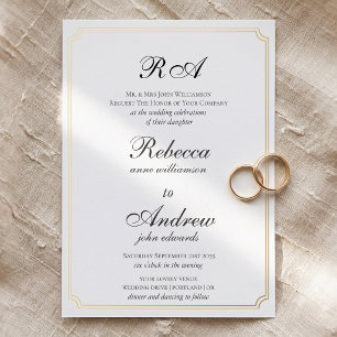 Elegante gouden randen Klassiek monogram   Folie Uitnodiging