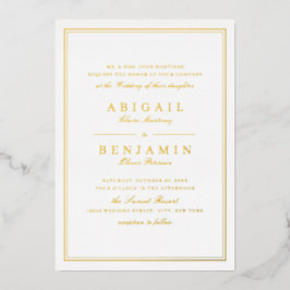 Elegante gouden randen minimalistische bruiloft folie uitnodiging