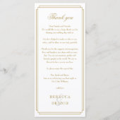 Elegante gouden receptie Dank u plaats kaart (Voorkant)