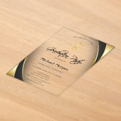 Elegante Gouden Rechtsschaal Rand Grijze Gradatie Acryl Uitnodigingen (Laagn)