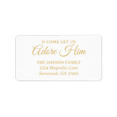 Elegante gouden religieuze kerst retour adres etiket (Voorkant)
