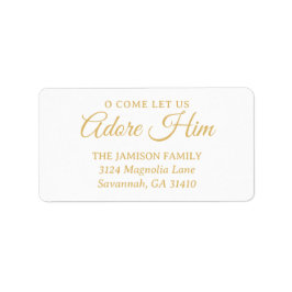 Elegante gouden religieuze kerst retour adres etiket