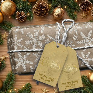 Elegante gouden rendier gouden letters Kerstmis Cadeaulabel