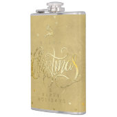 Elegante gouden rendier gouden letters Kerstmis Heupfles (Links)