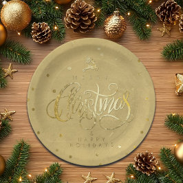 Elegante gouden rendier gouden letters Kerstmis Papieren Bordje
