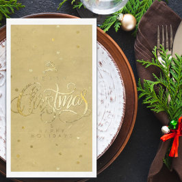 Elegante gouden rendier gouden letters Kerstmis Servet