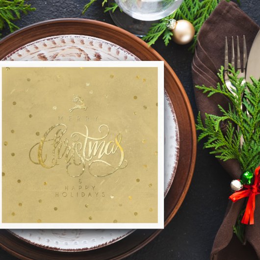 Elegante gouden rendier gouden letters Kerstmis Servet