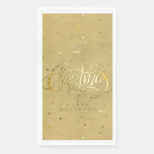 Elegante gouden rendier gouden letters Kerstmis Servet (Voorkant)
