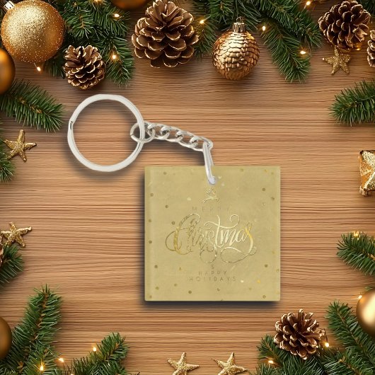 Elegante gouden rendier gouden letters Kerstmis Sleutelhanger